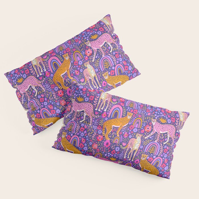 Cheetah in a Rainbow Garden Pillow Sham Gallery Image 4