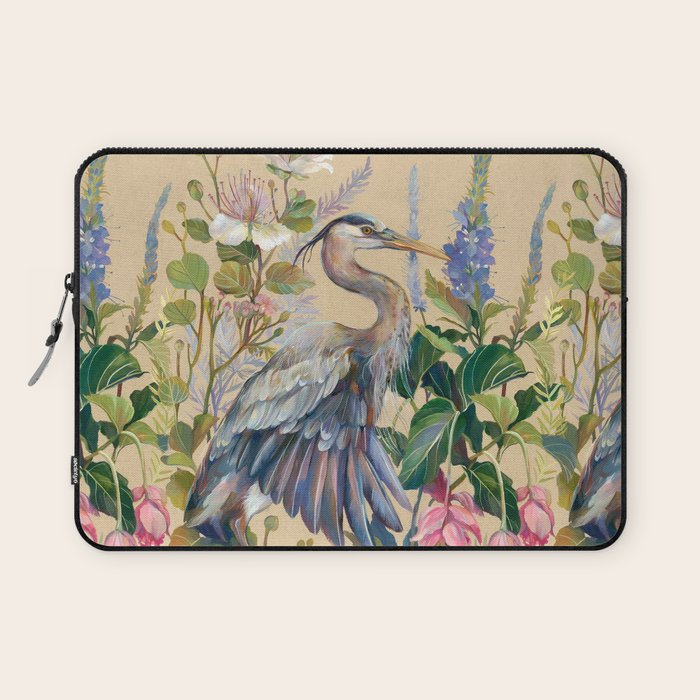 Blue Heron Floral Laptop Sleeve Gallery Image 1