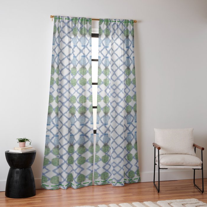 Hand Painted Ginger Jar Chinoiserie Pattern Window Curtain Gallery Image 14