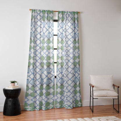 Hand Painted Ginger Jar Chinoiserie Pattern Window Curtain Gallery Image 14