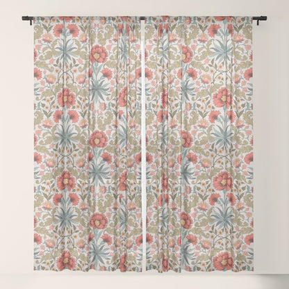 Victorian Botanicals - Carnations in Red and Green Window Curtain Gallery Image 17