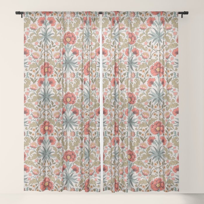 Victorian Botanicals - Carnations in Red and Green Window Curtain Gallery Image 21