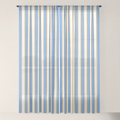 Vintage Cabana Stripe Pastel Blue And Gold Retro Coastal Beach Vibe Window Curtain Gallery Image 22