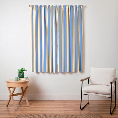 Vintage Cabana Stripe Pastel Blue And Gold Retro Coastal Beach Vibe Window Curtain Gallery Image 7