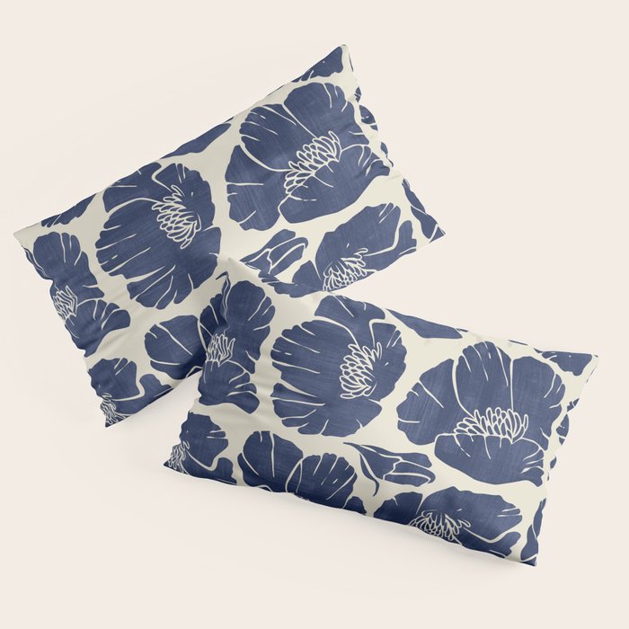 Poppies Indigo Pillow Sham Gallery Image 2