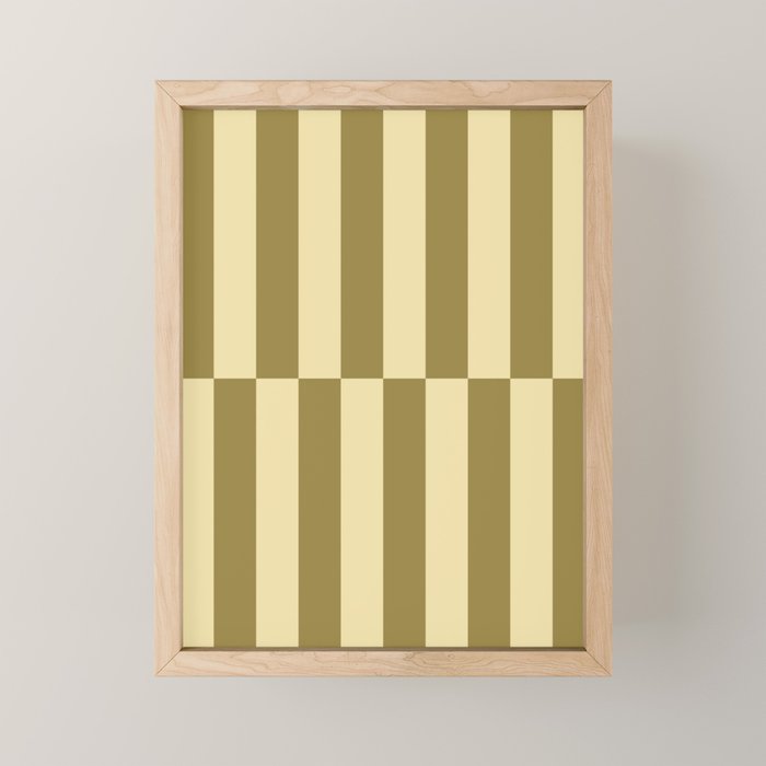 Strippy - Butter and Olive Mini Art Print Gallery Image 1