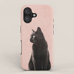 MINIMAL ANIMAL / Black Cat - peach iPhone Case Gallery Image 1