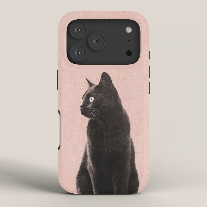 MINIMAL ANIMAL / Black Cat - peach iPhone Case Gallery Image 3