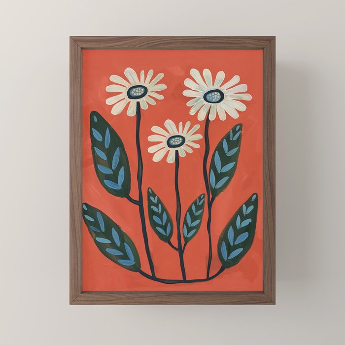 Terracotta Abstract Daisy Flowers Mini Art Print Gallery Image 2