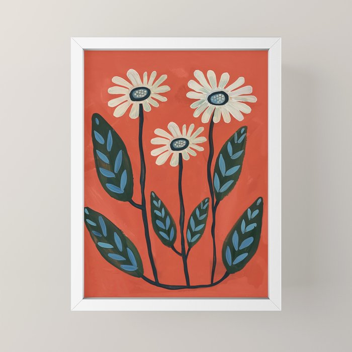 Terracotta Abstract Daisy Flowers Mini Art Print Gallery Image 4