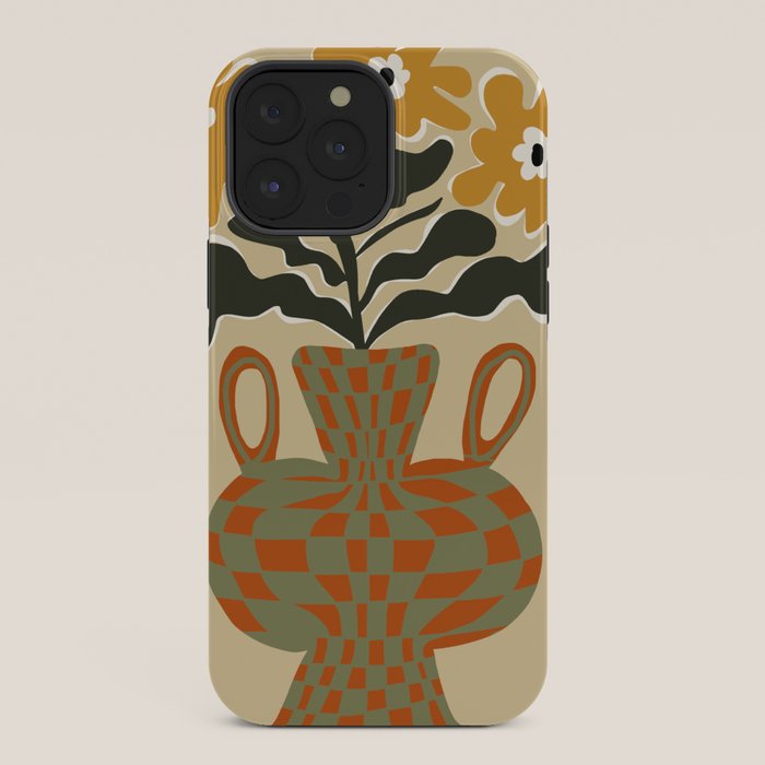 vintage flower vase with check iPhone Case Gallery Image 36