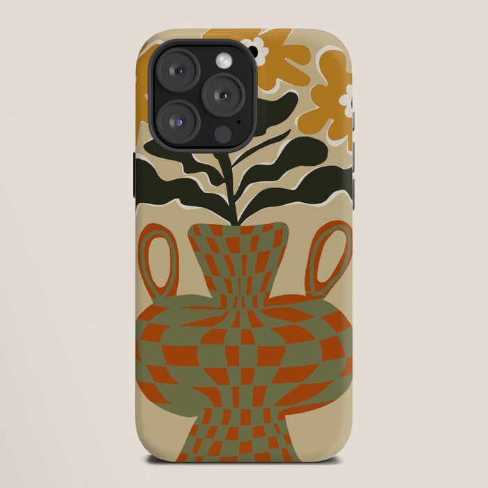 vintage flower vase with check iPhone Case Gallery Image 12