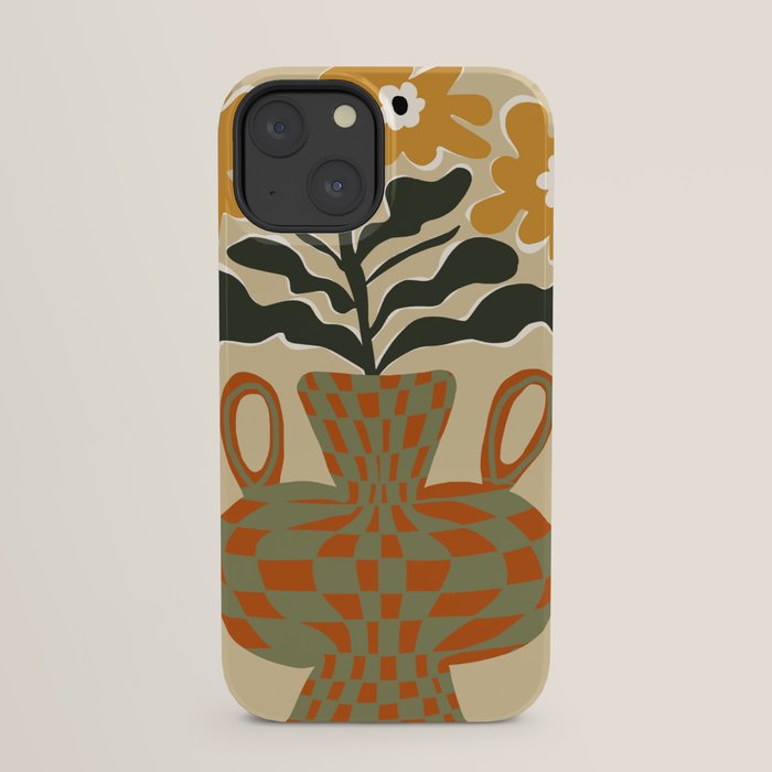 vintage flower vase with check iPhone Case Gallery Image 21