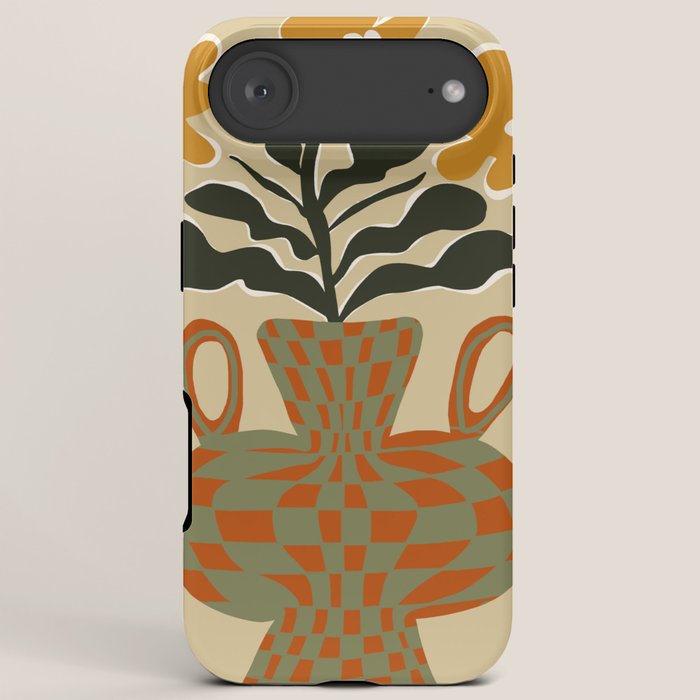 vintage flower vase with check iPhone Case Gallery Image 6