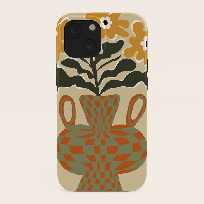 vintage flower vase with check iPhone Case Gallery Image 38