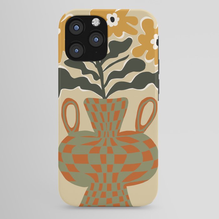 vintage flower vase with check iPhone Case Gallery Image 44