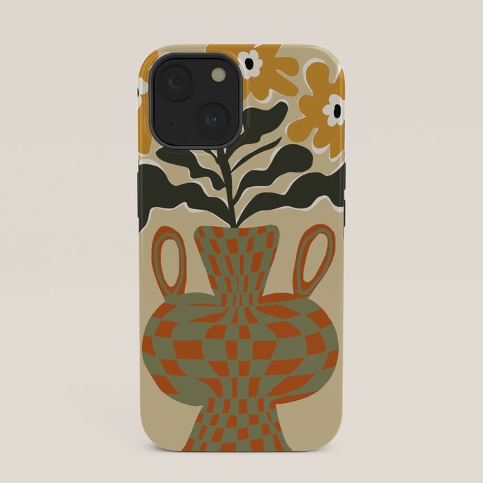vintage flower vase with check iPhone Case Gallery Image 33
