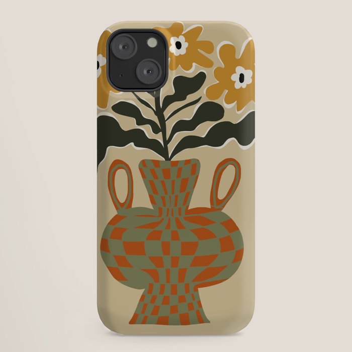 vintage flower vase with check iPhone Case Gallery Image 18