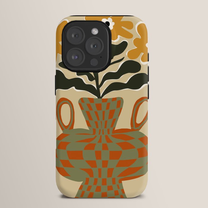 vintage flower vase with check iPhone Case Gallery Image 15