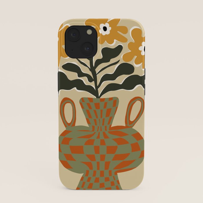 vintage flower vase with check iPhone Case Gallery Image 37