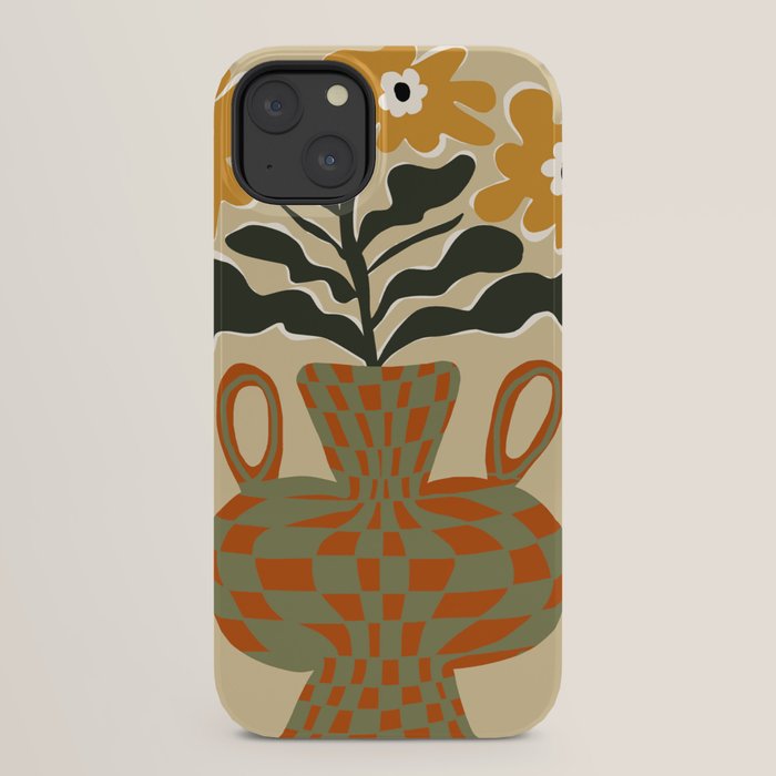 vintage flower vase with check iPhone Case Gallery Image 30