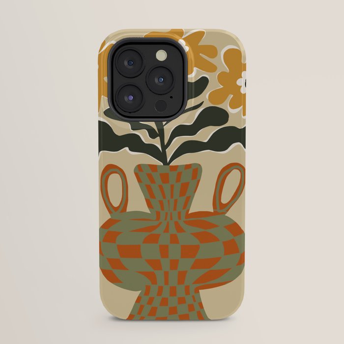 vintage flower vase with check iPhone Case Gallery Image 23
