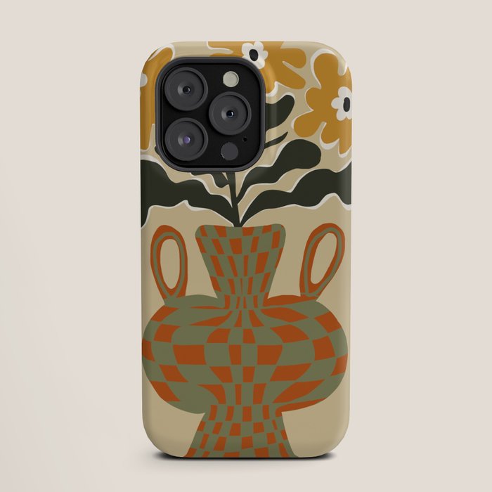 vintage flower vase with check iPhone Case Gallery Image 19