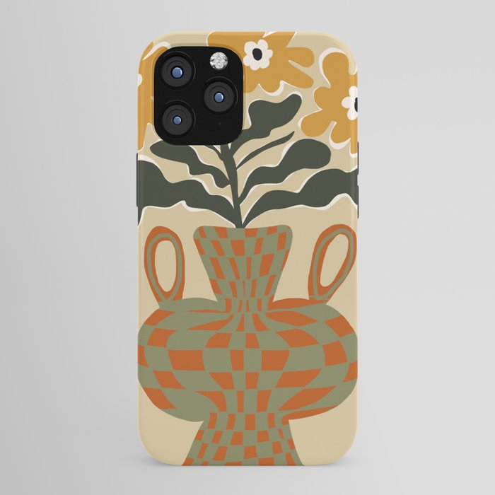 vintage flower vase with check iPhone Case Gallery Image 43