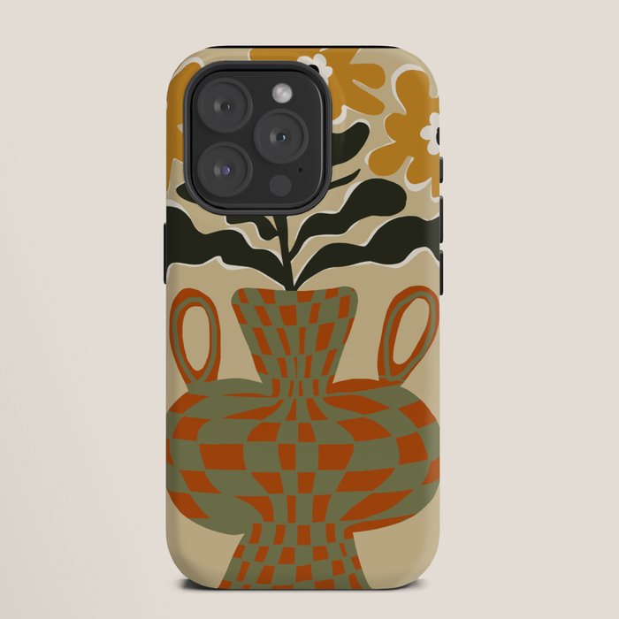 vintage flower vase with check iPhone Case Gallery Image 11