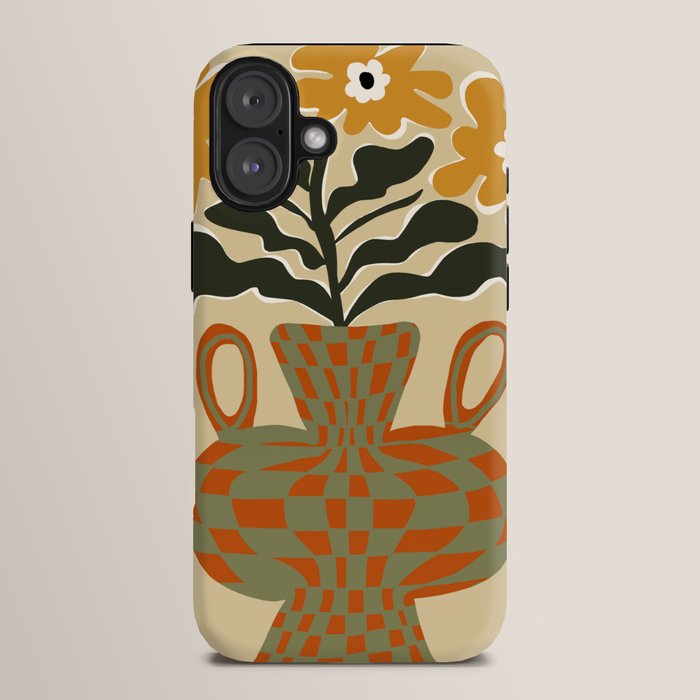 vintage flower vase with check iPhone Case Gallery Image 14