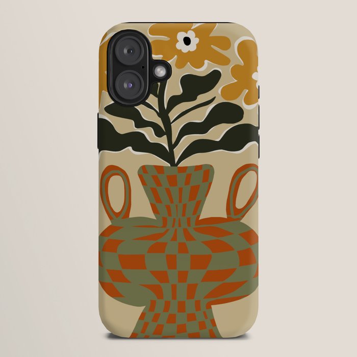vintage flower vase with check iPhone Case Gallery Image 10