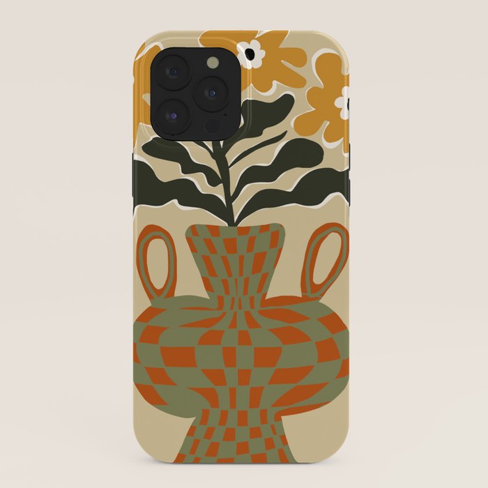 vintage flower vase with check iPhone Case Gallery Image 40