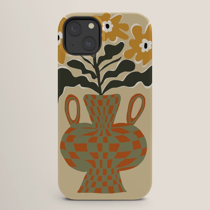 vintage flower vase with check iPhone Case Gallery Image 26