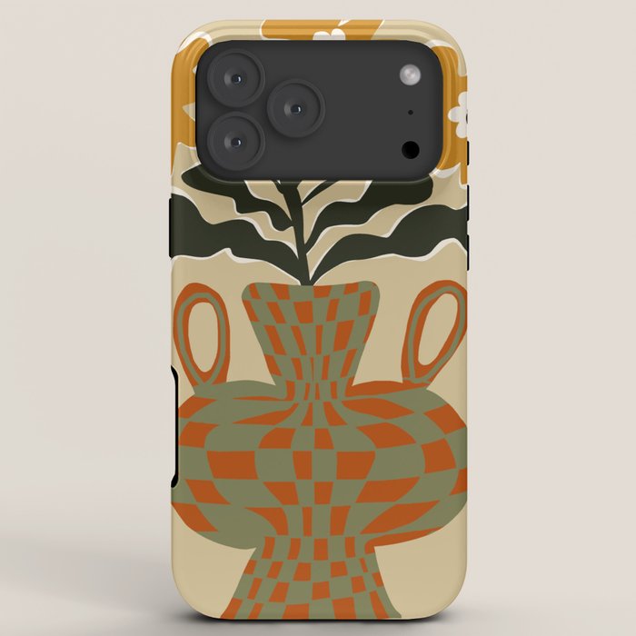 vintage flower vase with check iPhone Case Gallery Image 8