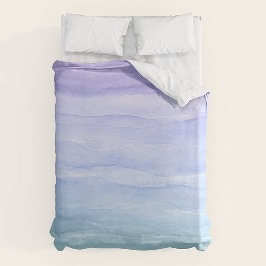 Layers Blue Ombre - Watercolor Abstract Duvet Cover Gallery Image 1