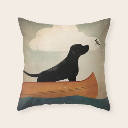 Black Lab Labrador Retriever Dog Canoe Ride Throw Pillow Gallery Image 4
