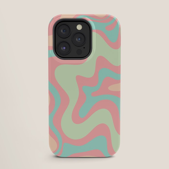 Retro Liquid Swirl Abstract Pattern in Pastel Sherbet Blush Pink and Mint iPhone Case Gallery Image 27