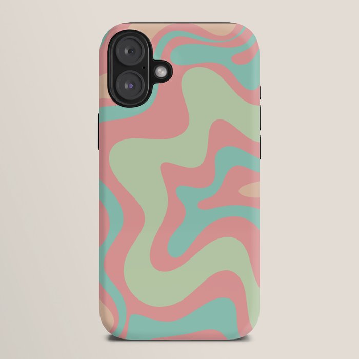 Retro Liquid Swirl Abstract Pattern in Pastel Sherbet Blush Pink and Mint iPhone Case Gallery Image 10