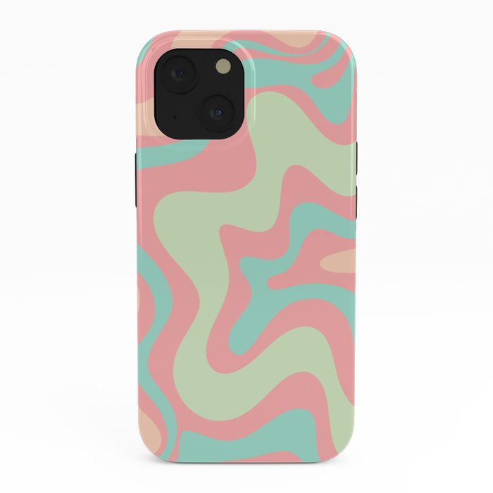 Retro Liquid Swirl Abstract Pattern in Pastel Sherbet Blush Pink and Mint iPhone Case Gallery Image 38