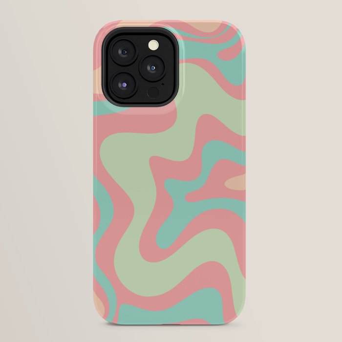 Retro Liquid Swirl Abstract Pattern in Pastel Sherbet Blush Pink and Mint iPhone Case Gallery Image 24