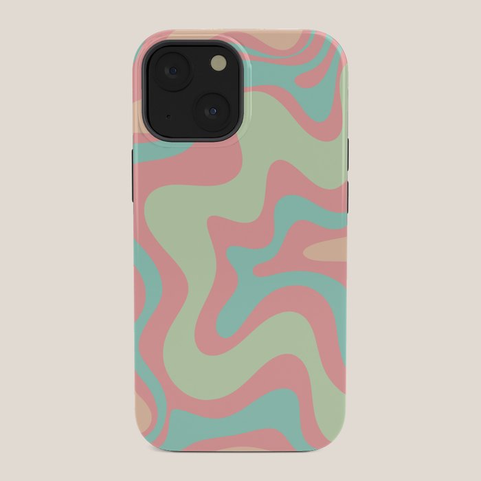 Retro Liquid Swirl Abstract Pattern in Pastel Sherbet Blush Pink and Mint iPhone Case Gallery Image 34