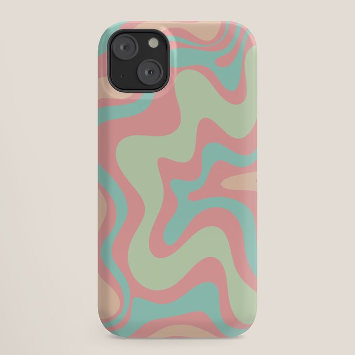 Retro Liquid Swirl Abstract Pattern in Pastel Sherbet Blush Pink and Mint iPhone Case Gallery Image 18