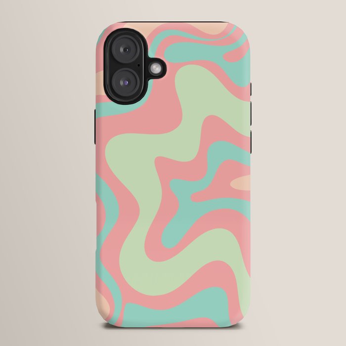 Retro Liquid Swirl Abstract Pattern in Pastel Sherbet Blush Pink and Mint iPhone Case Gallery Image 14