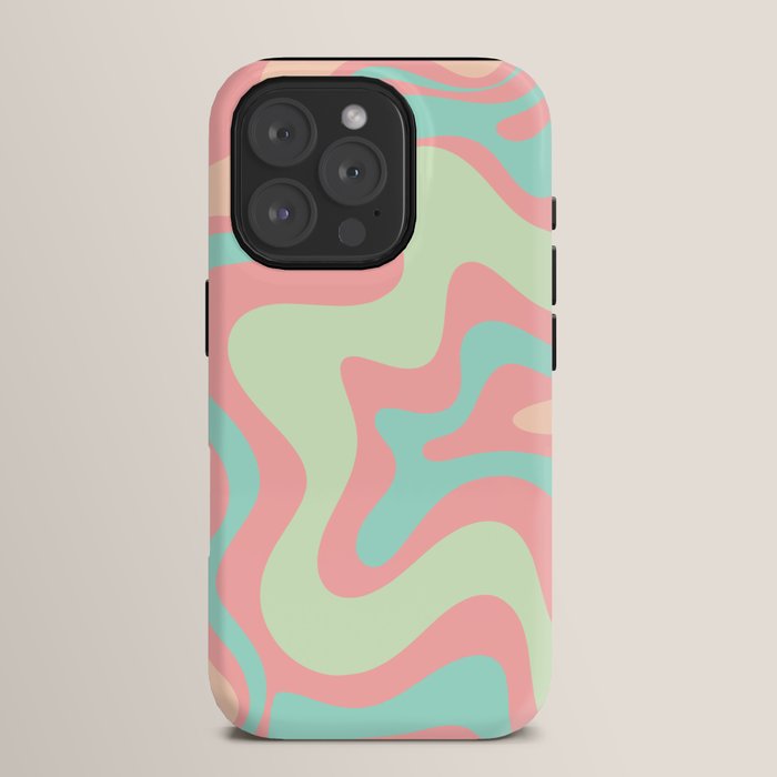 Retro Liquid Swirl Abstract Pattern in Pastel Sherbet Blush Pink and Mint iPhone Case Gallery Image 15