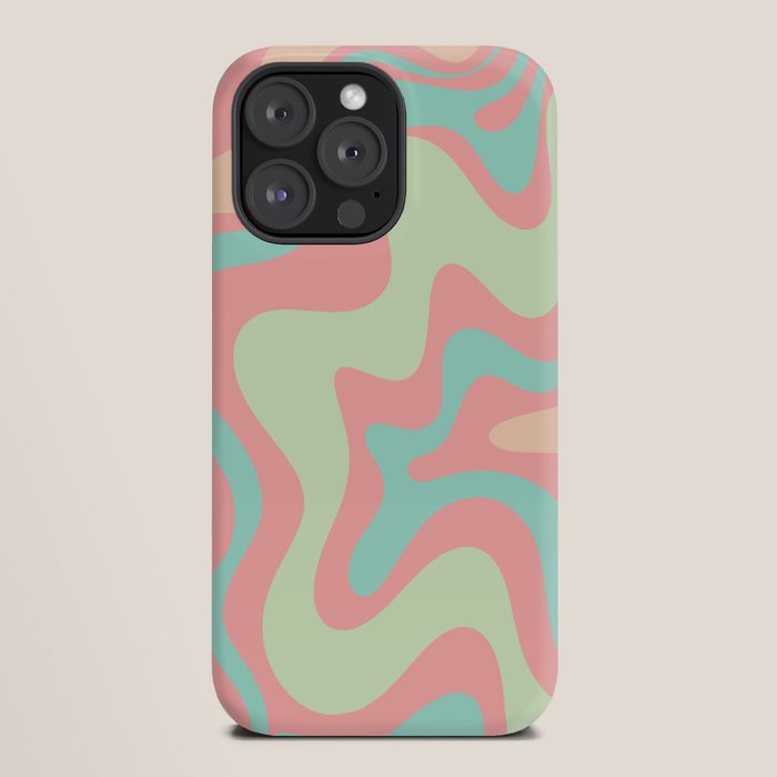Retro Liquid Swirl Abstract Pattern in Pastel Sherbet Blush Pink and Mint iPhone Case Gallery Image 20