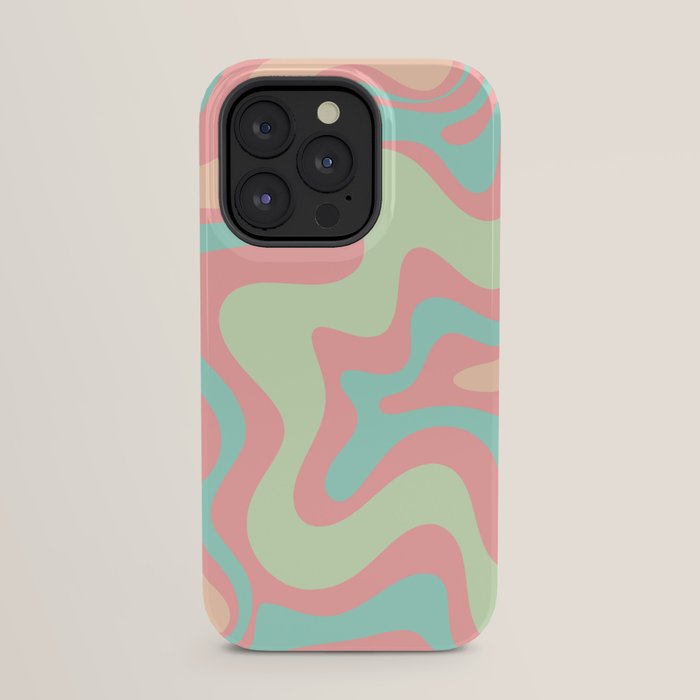 Retro Liquid Swirl Abstract Pattern in Pastel Sherbet Blush Pink and Mint iPhone Case Gallery Image 31