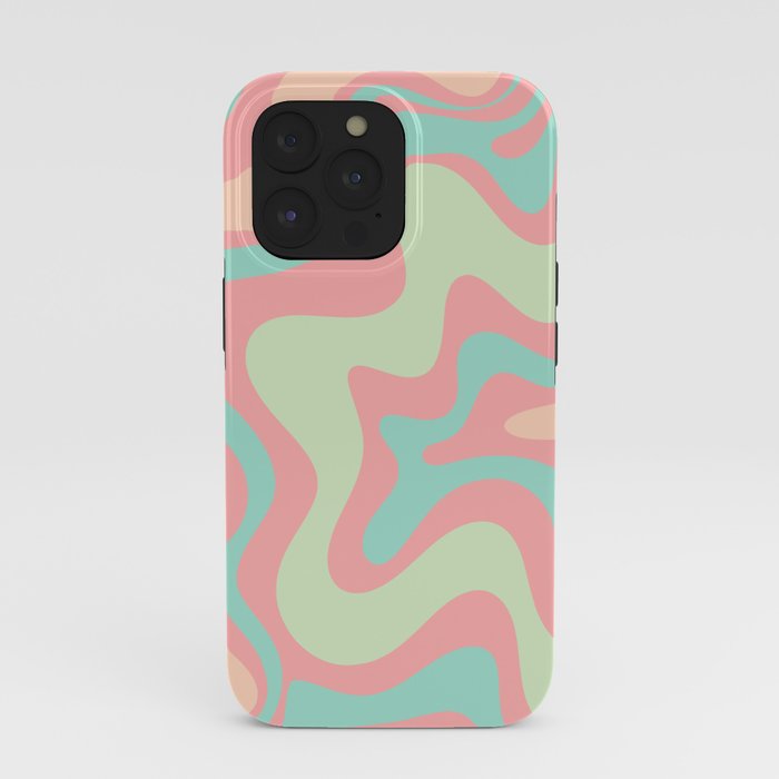 Retro Liquid Swirl Abstract Pattern in Pastel Sherbet Blush Pink and Mint iPhone Case Gallery Image 39