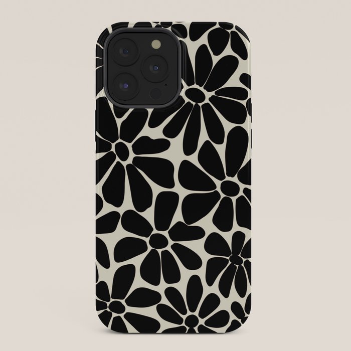Black and White Retro Floral Art Print iPhone Case Gallery Image 36
