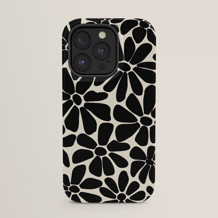 Black and White Retro Floral Art Print iPhone Case Gallery Image 31