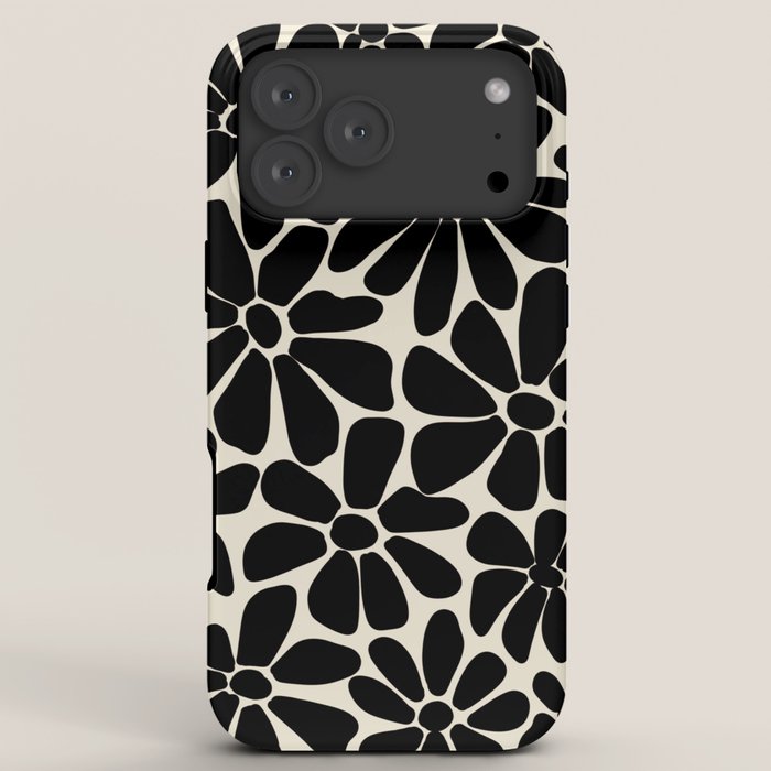 Black and White Retro Floral Art Print iPhone Case Gallery Image 8